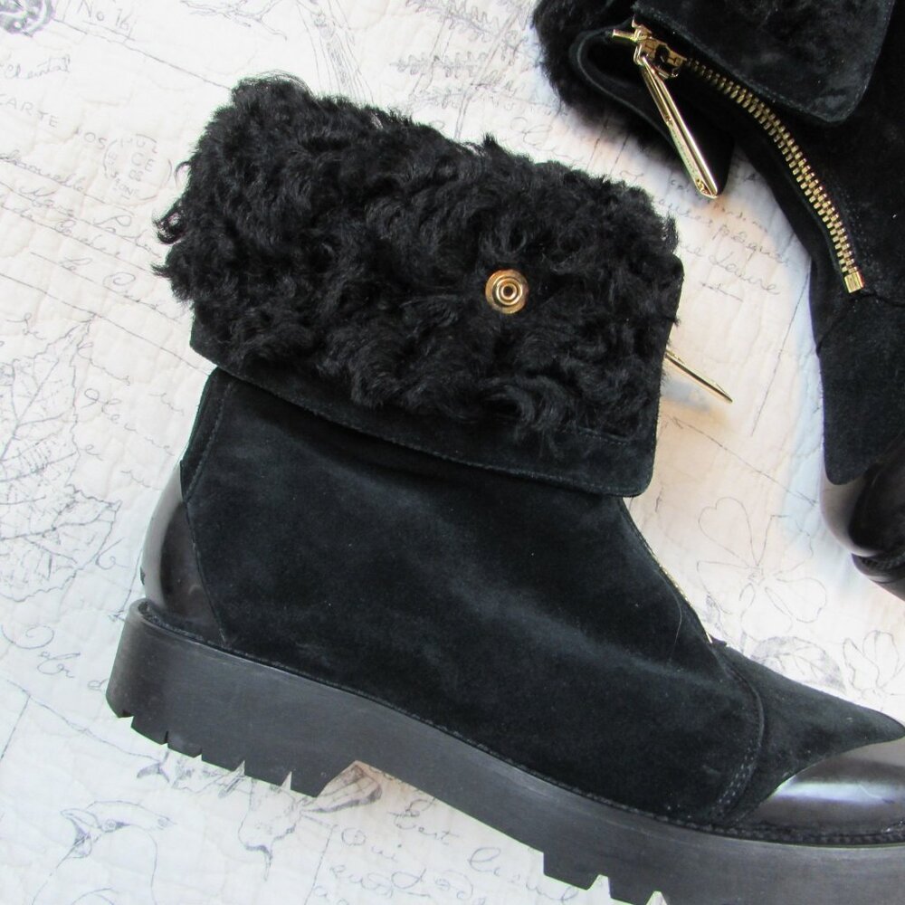 EUC $700 ITALY Burberry Quinsley Shearling Suede Lug waterproof Boots 36 6 - Picture 8 of 16